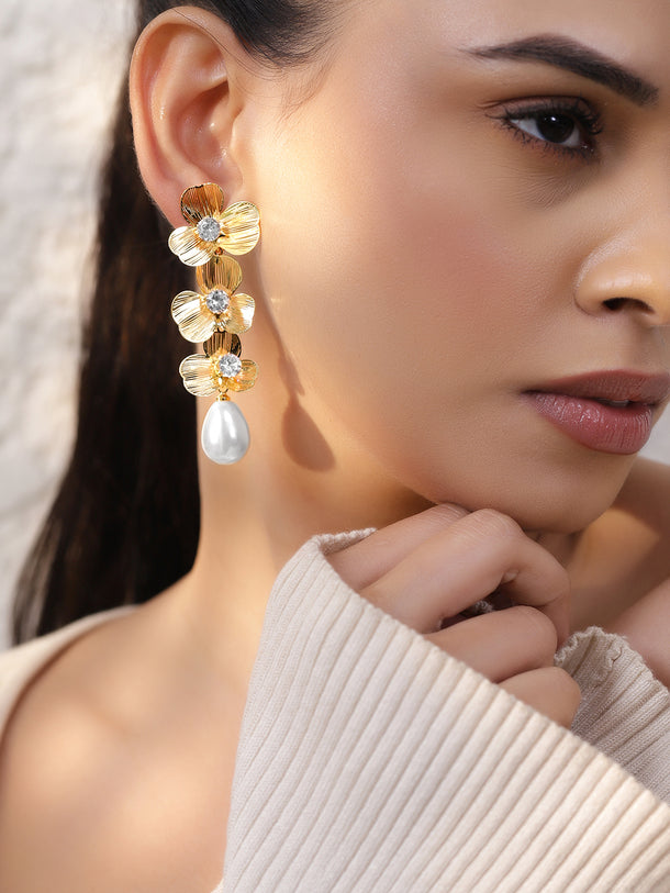Dreamy Flora Pearl & CZ Earrings