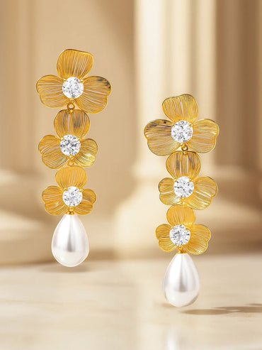 Dreamy Flora Pearl & CZ Earrings