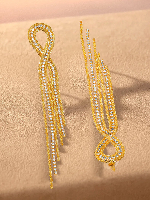 Gold Toned Long Tassel Earrings