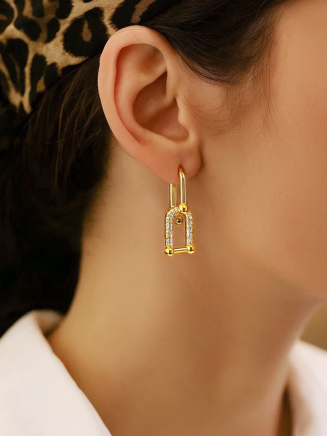 Studded Link Drop Earrings