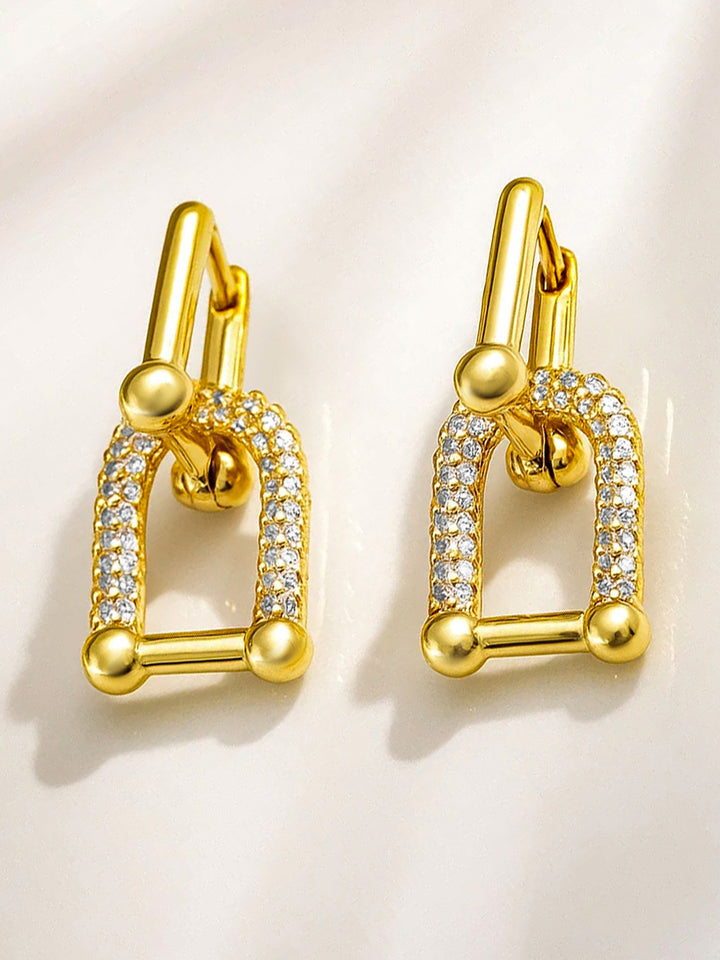 Studded Link Drop Earrings