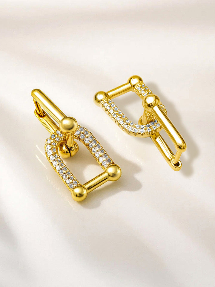 Studded Link Drop Earrings