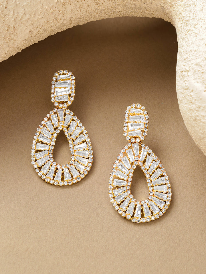 White & Gold Teardrop Earrings