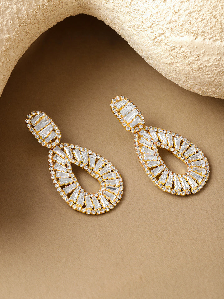 White & Gold Teardrop Earrings