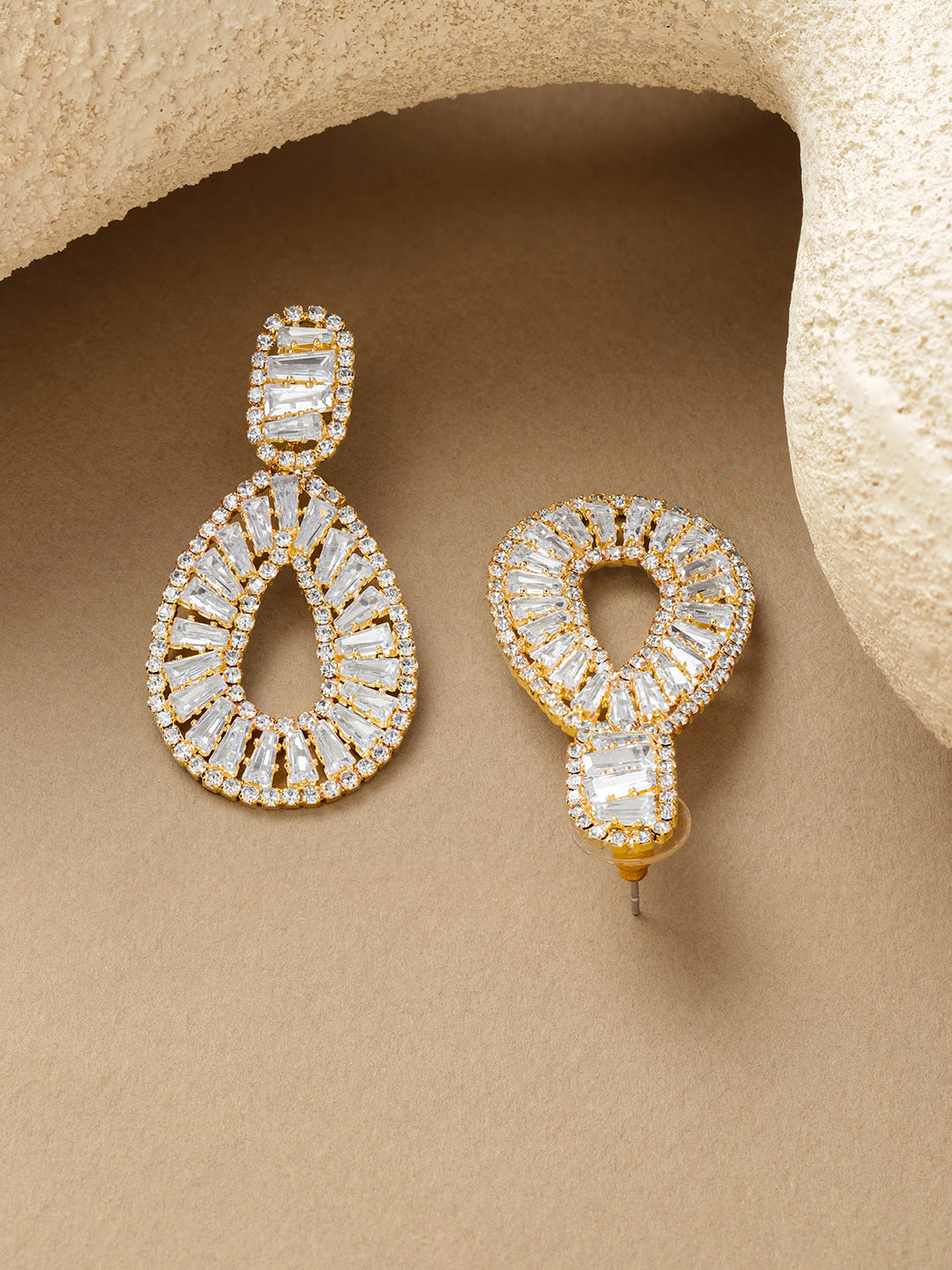 White & Gold Teardrop Earrings