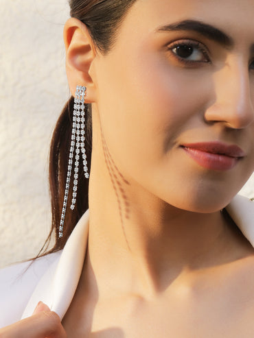 White Beaded Dangler Earrings