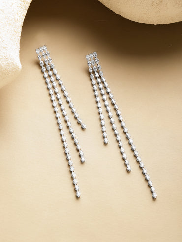 White Beaded Dangler Earrings