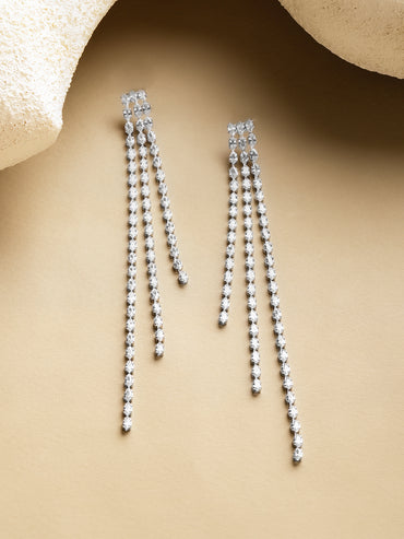 White Beaded Dangler Earrings