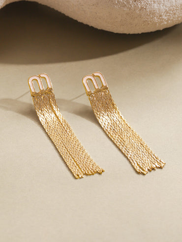 Golden Touch Chain Tassel Earrings