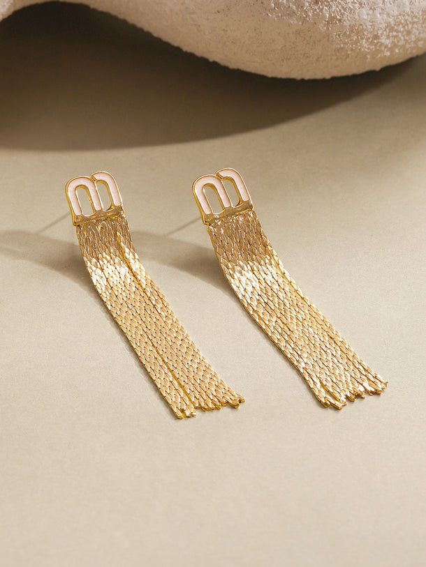 Golden Touch Chain Tassel Earrings