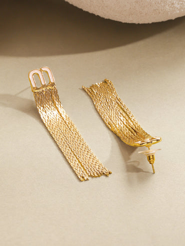 Gold Toned Tassel Chain Earrings
