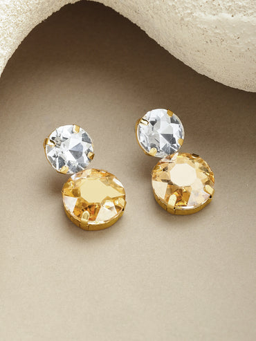 White & Gold Crystal Drop Earrings