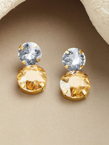 White & Gold Crystal Drop Earrings