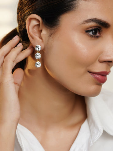 Crystal Studded Drop Earrings