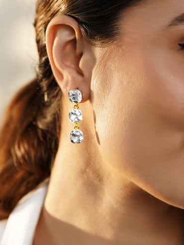 Crystal Studded Drop Earrings
