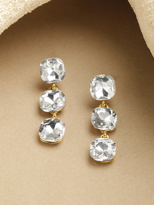 Crystal Studded Drop Earrings