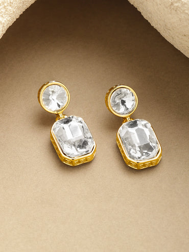 Gold Toned Crystal Drop Earrings