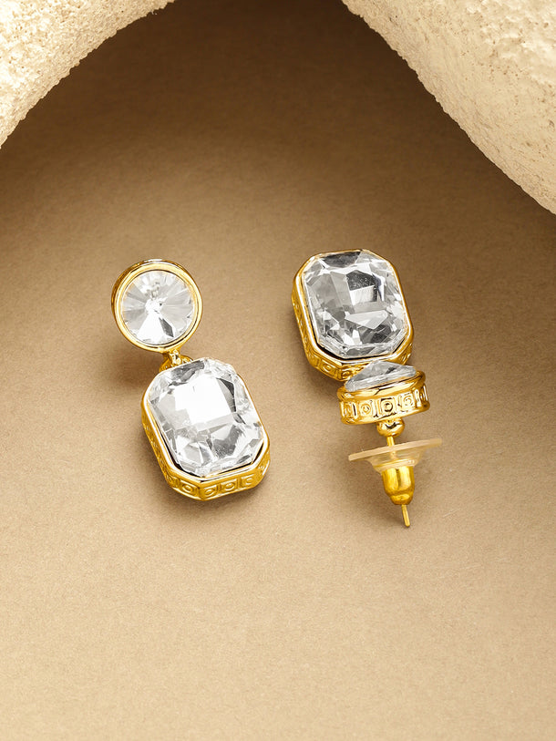 Gold Toned Crystal Drop Earrings