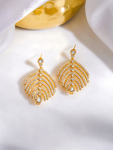 Golden Leaffall Sparkle Drop Earrings