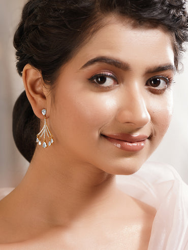 Luxe Gold Crystal Cascade Earrings