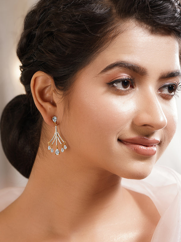 Luxe Gold Crystal Cascade Earrings