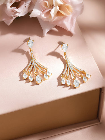 Luxe Gold Crystal Cascade Earrings