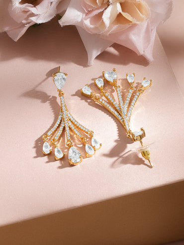 Luxe Gold Crystal Cascade Earrings