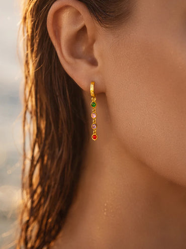 Demi Fine 18K Gold Plated Multi-Gem Crystal Dangler Earrings | Anti Tarnish