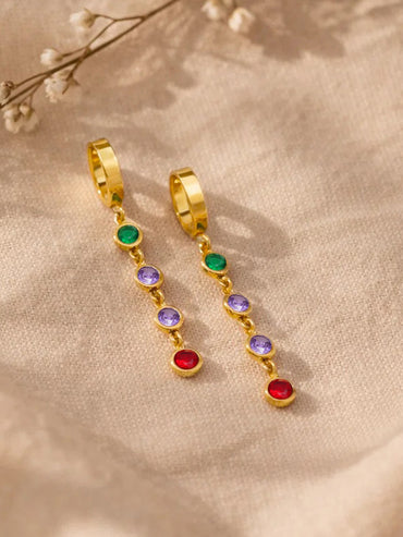 Demi Fine 18K Gold Plated Multi-Gem Crystal Dangler Earrings | Anti Tarnish