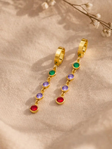 Demi Fine 18K Gold Plated Multi-Gem Crystal Dangler Earrings | Anti Tarnish