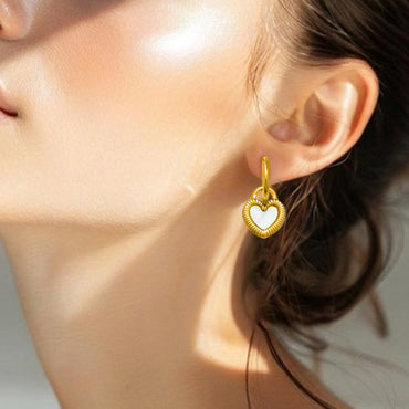 Demi Fine 18K Gold Plated Stainless steel Reversible Heart Drop Hoops