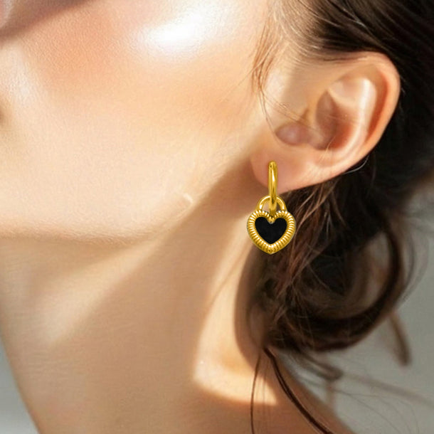 Demi Fine 18K Gold Plated Stainless steel Reversible Heart Drop Hoops