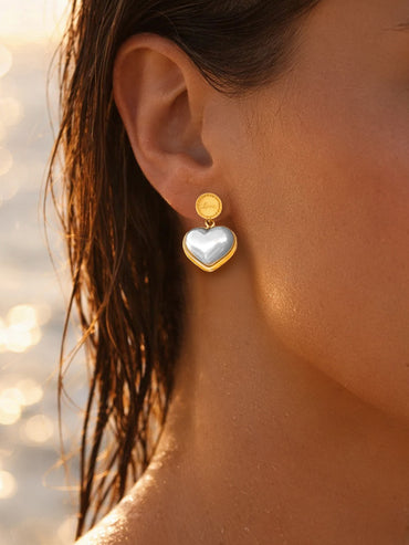 Demi Fine 18K Gold Plated Heart Pearl Inlay Drop Earrings | Anti Tarnish