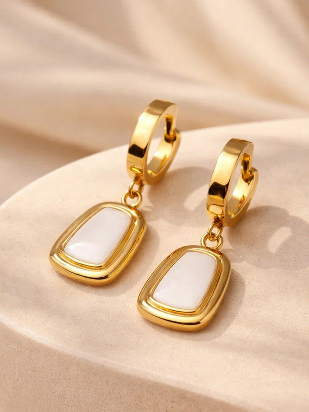 Demi Fine 18K Gold Plated Minimal Statement Hoop Drop Earrings | Anti Tarnish