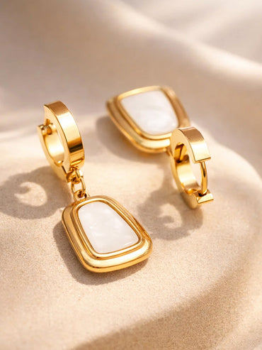 Demi Fine 18K Gold Plated Minimal Statement Hoop Drop Earrings | Anti Tarnish
