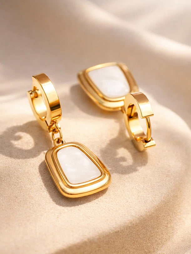Demi Fine 18K Gold Plated Minimal Statement Hoop Drop Earrings | Anti Tarnish