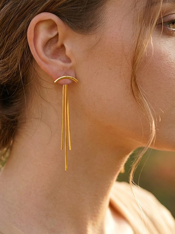 Demi Fine 18K Gold Plated Multi Strand Chain Dangler Earrings | Anti Tarnish