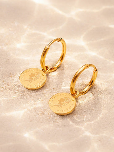 Demi Fine 18K Gold Plated Minimal Coin Drop Hoop Earrings | Anti Tarnish