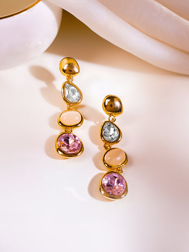 Gold Plated Kundan Multicolor Dangler Earrings