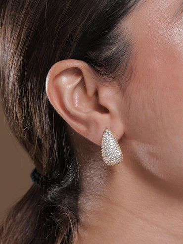 Gold Plated Teardrop Half Hoop Earrings