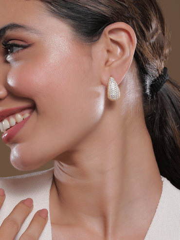 Gold Plated Teardrop Half Hoop Earrings