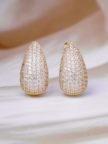 Gold Plated Teardrop Half Hoop Earrings