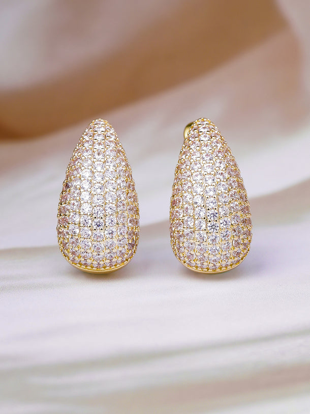Gold Plated Teardrop Half Hoop Earrings