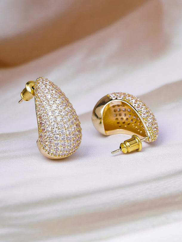 Gold Plated Teardrop Half Hoop Earrings