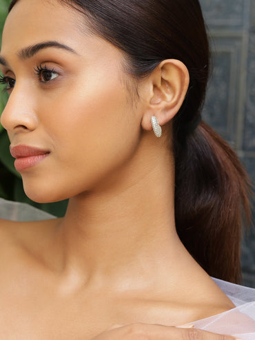 Golden Zirconia Love-Glow Hoop Earrings