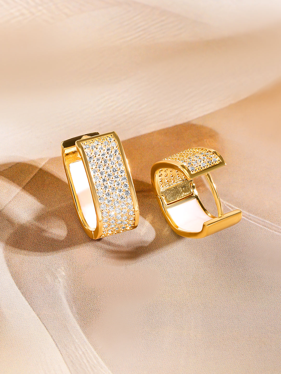 Diamond Mist Golden Hoops