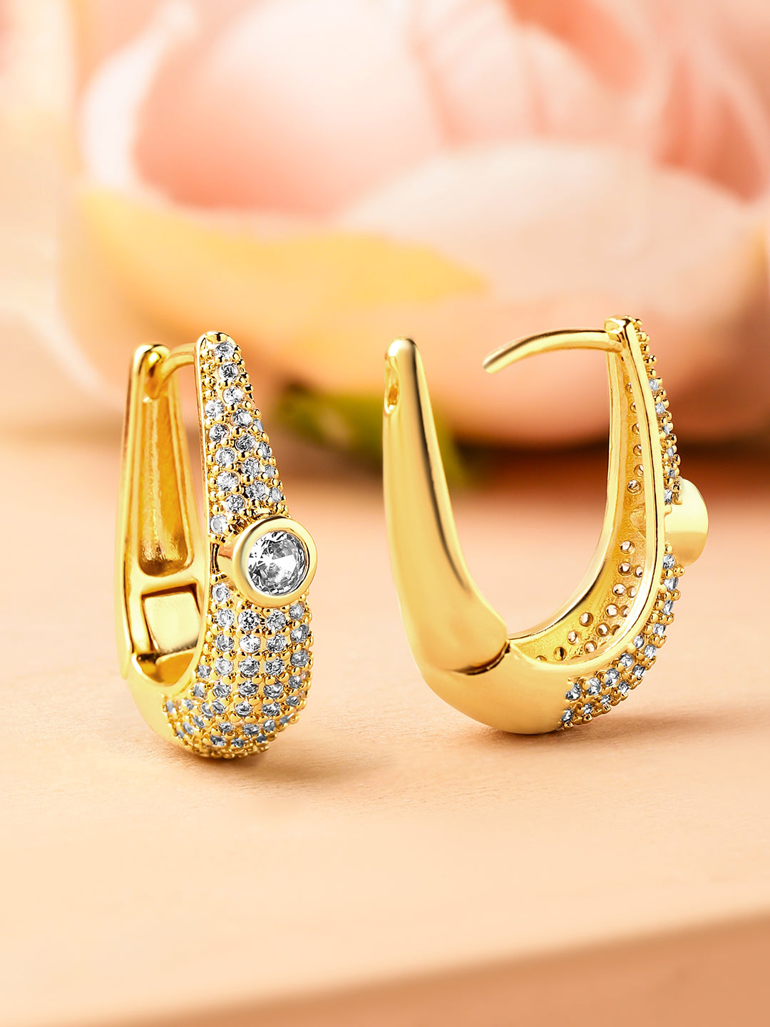 Golden Sparklight Crystal Huggie Hoops