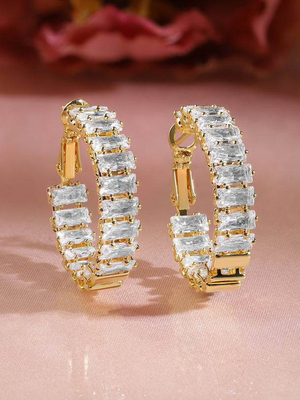 Polished White Baguette Hoops