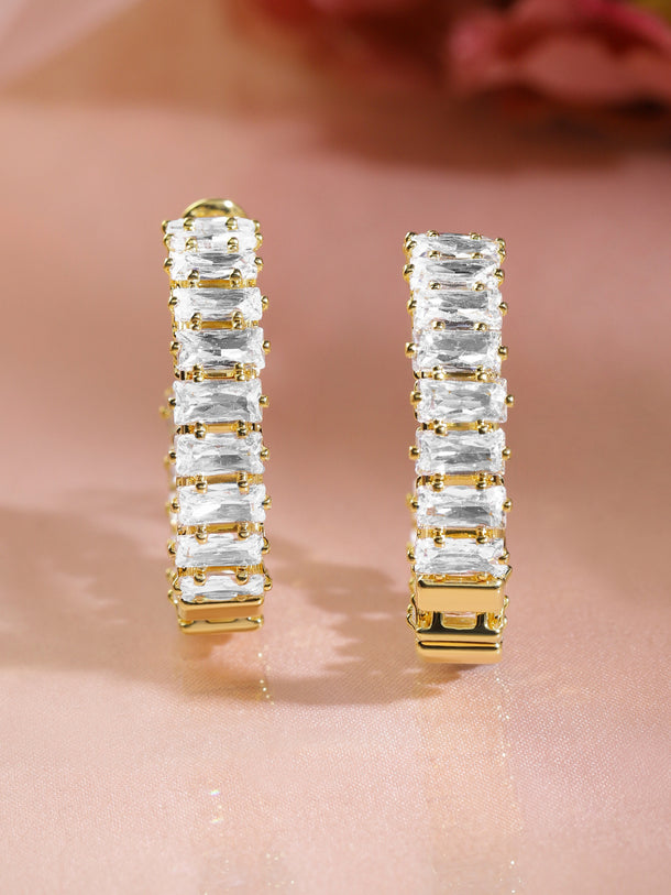 Polished White Baguette Hoops