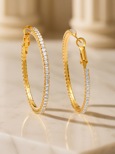Splendid White American Diamond Zirconia Hoops
